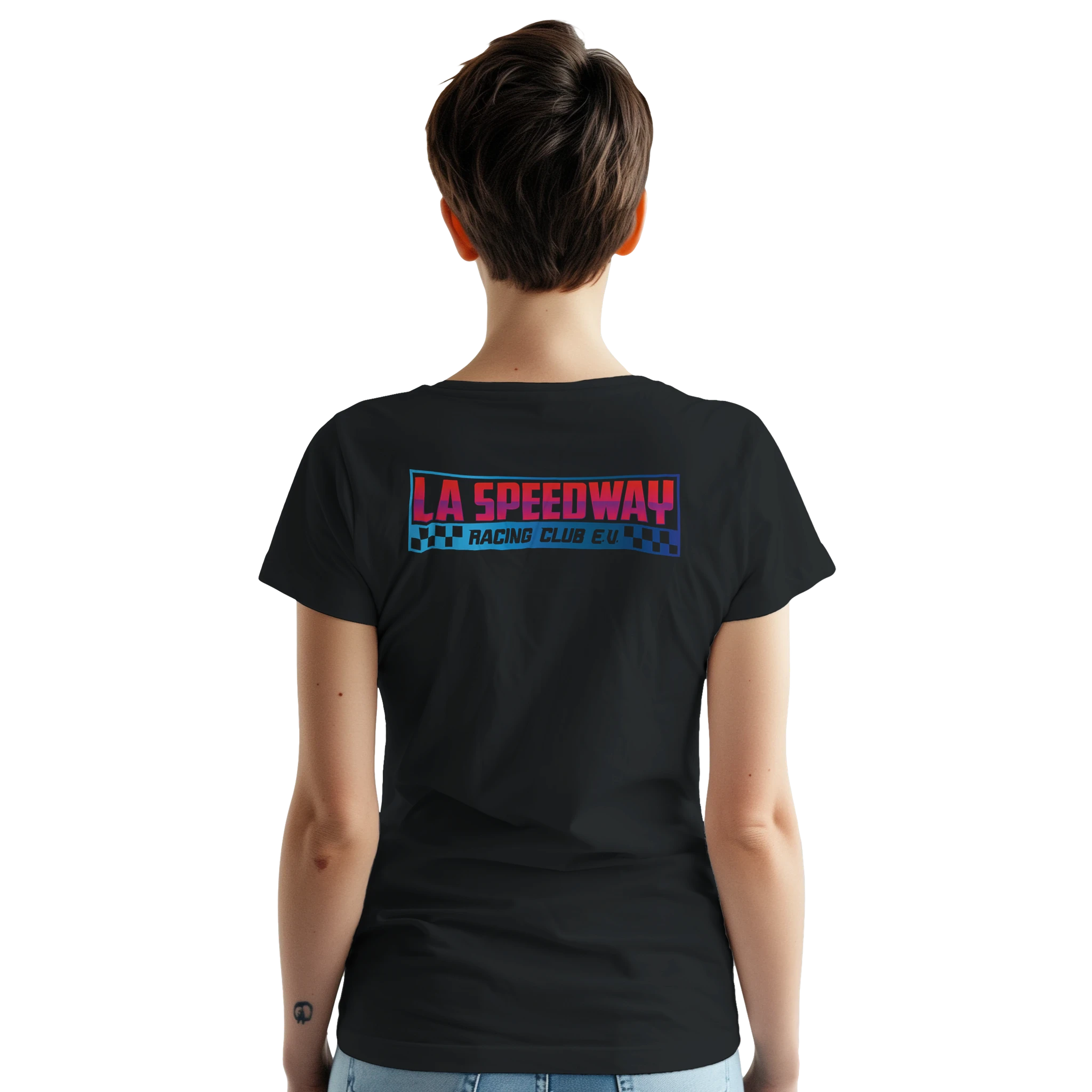 LA Speedway Racing Club T-Shirt mit Name – Herren Lifestyle 1, Mann trägt T-Shirt