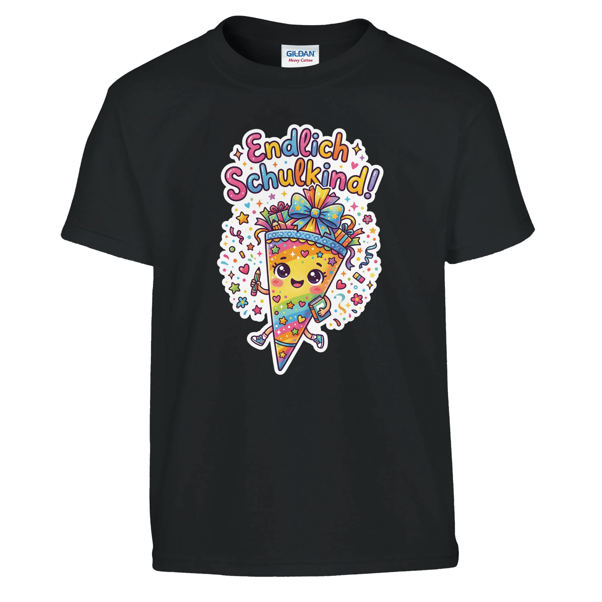 Endlich Schulkind T-Shirt – Kinder T-Shirt in Schwarz, Freisteller
