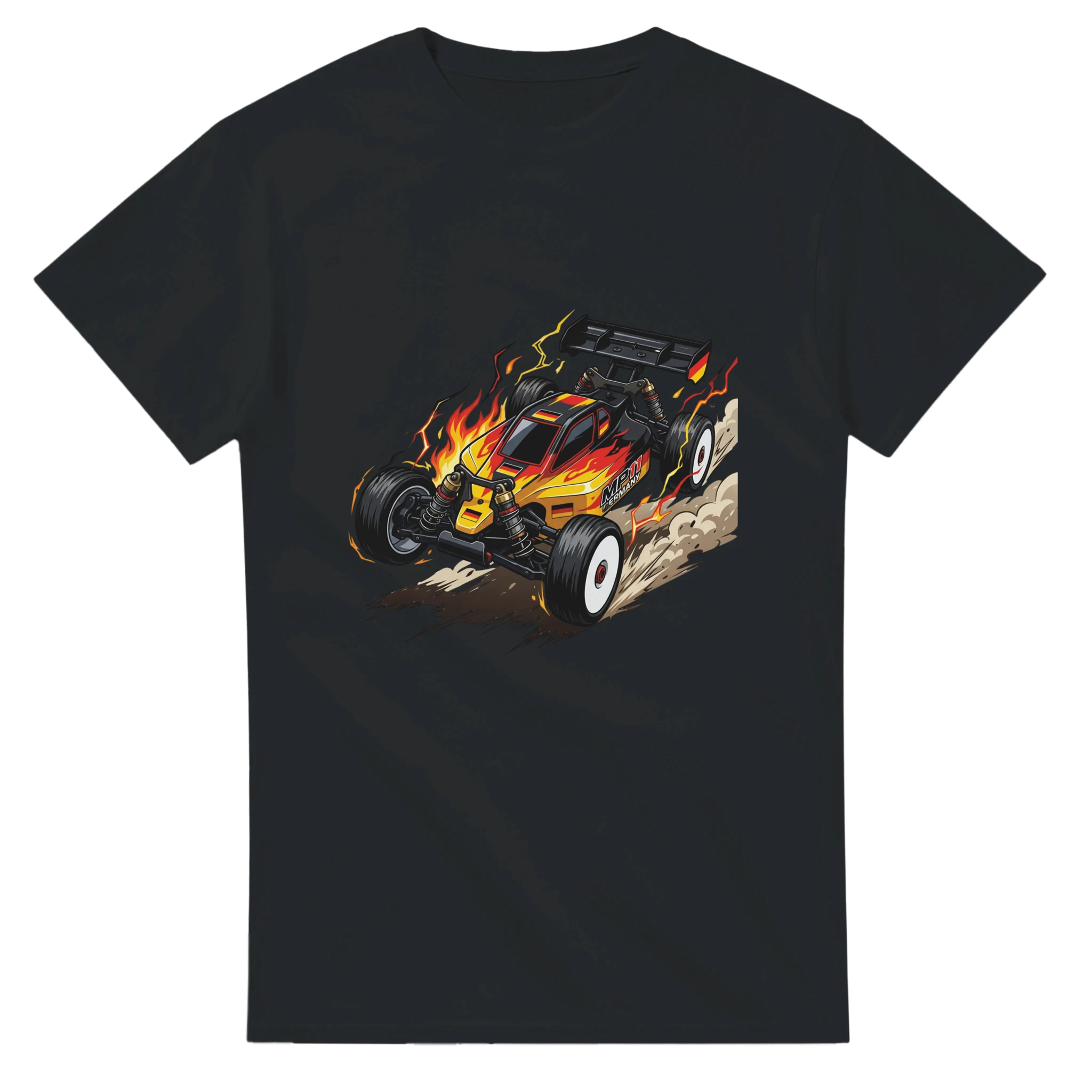 "Team Germany" RC Buggy T-Shirt – T-Shirt Produktfoto, Vorderseite auf schwarzem Hintergrund