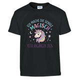 Ich mache die Schule magisch Einhorn Shirt – Kinder T-Shirt Weiß Freisteller