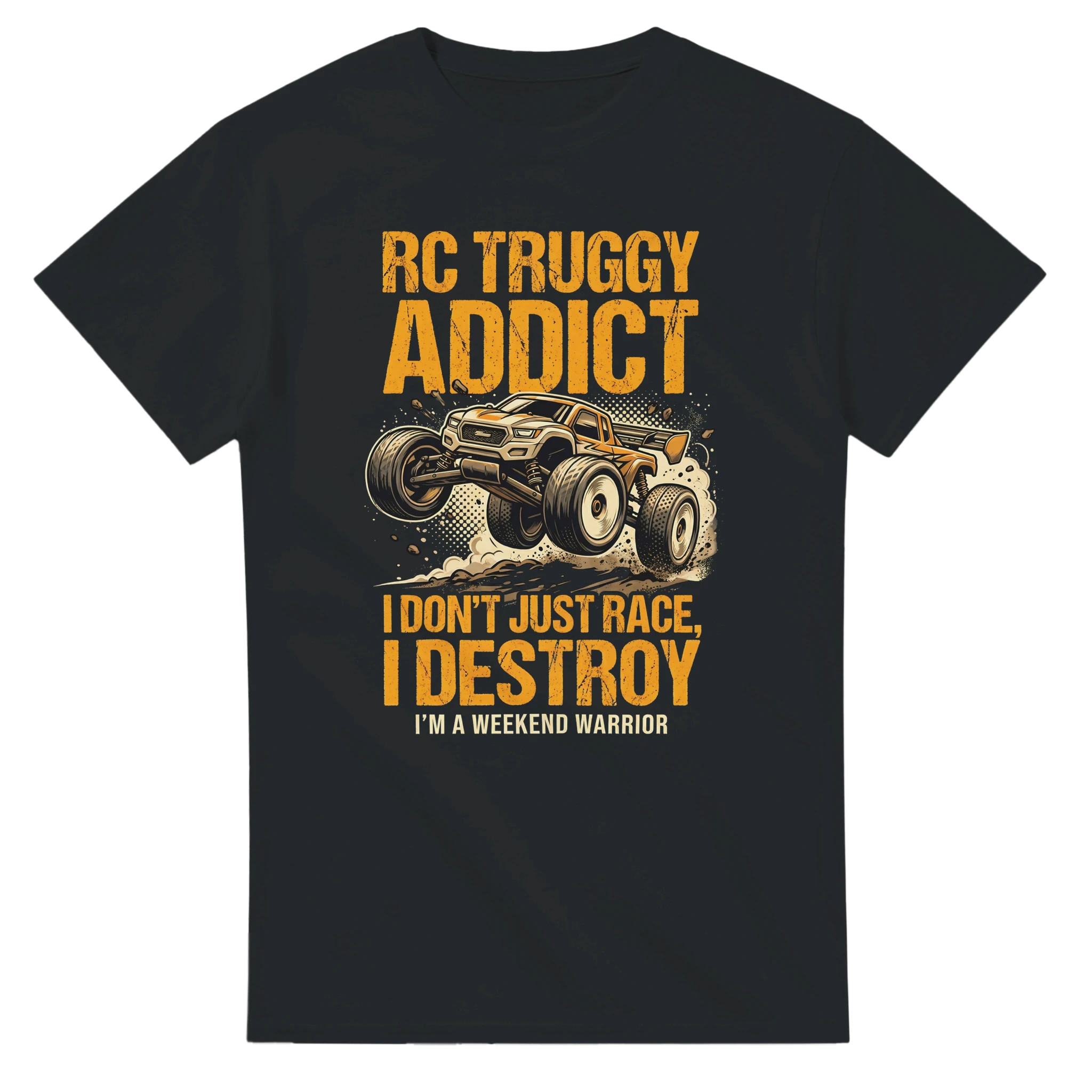 RC Truggy Addict T-Shirt – T-Shirt Produktfoto, Vorderseite auf schwarzem Hintergrund