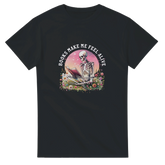 Cottagecore Buch-Liebhaber Shirt – T-Shirt Produktfoto, Vorderseite auf schwarzem Hintergrund