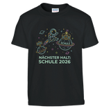 Nächster Halt Schule Astronaut Einschulung Shirt – Kinder T-Shirt Weiß Freisteller