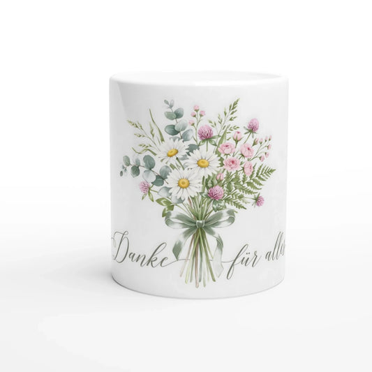 Abschiedsgeschenk Erzieherin 2026 – Danke-Tasse mit Blumen-Aquarell zum Kita-Abschluss