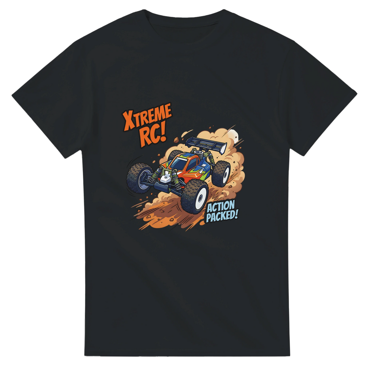 Xtreme RC T-Shirt – T-Shirt Produktfoto, Vorderseite auf schwarzem Hintergrund