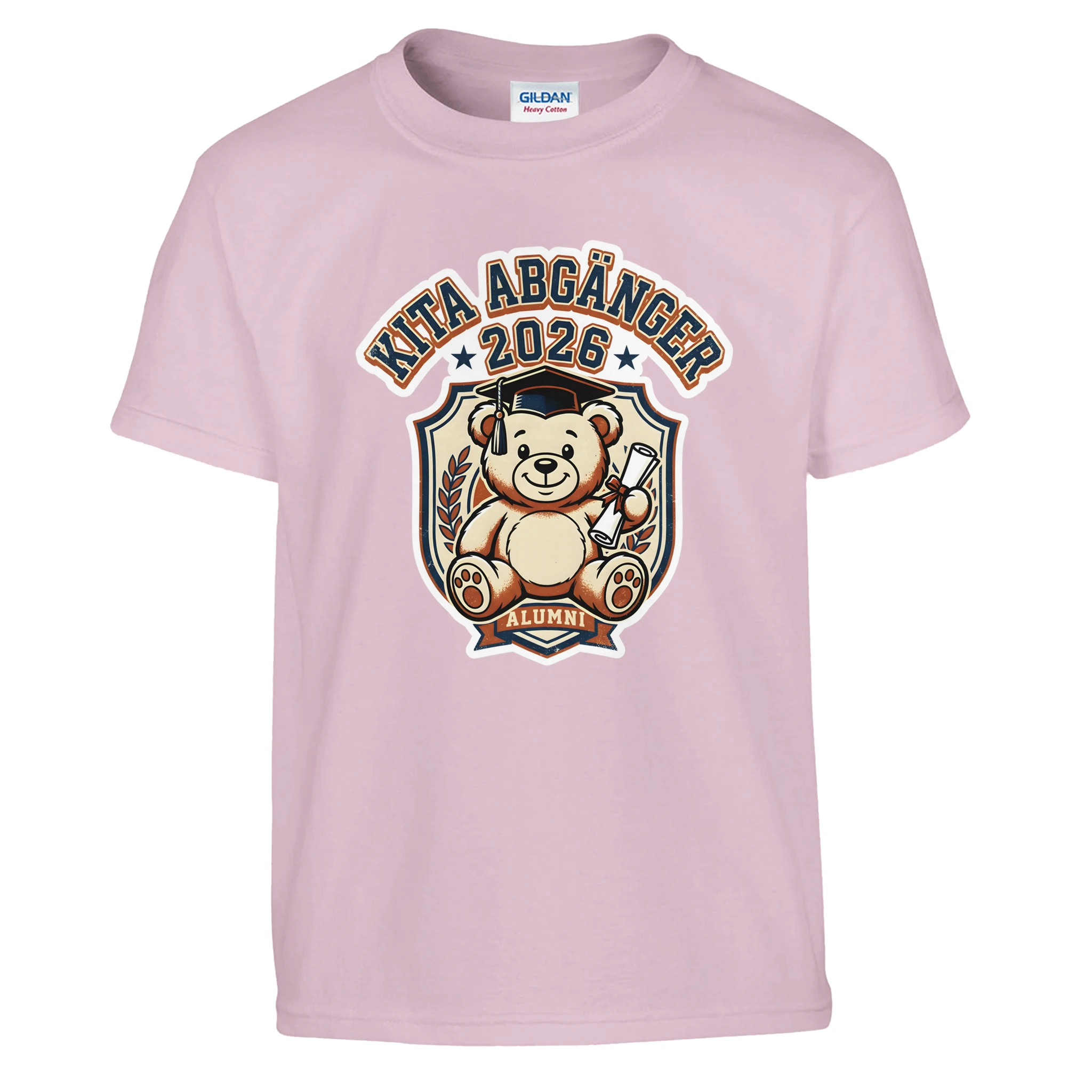 Kita Abgänger 2026 College-Style Abschluss Shirt – Kinder T-Shirt Nahaufnahme Aufdruck