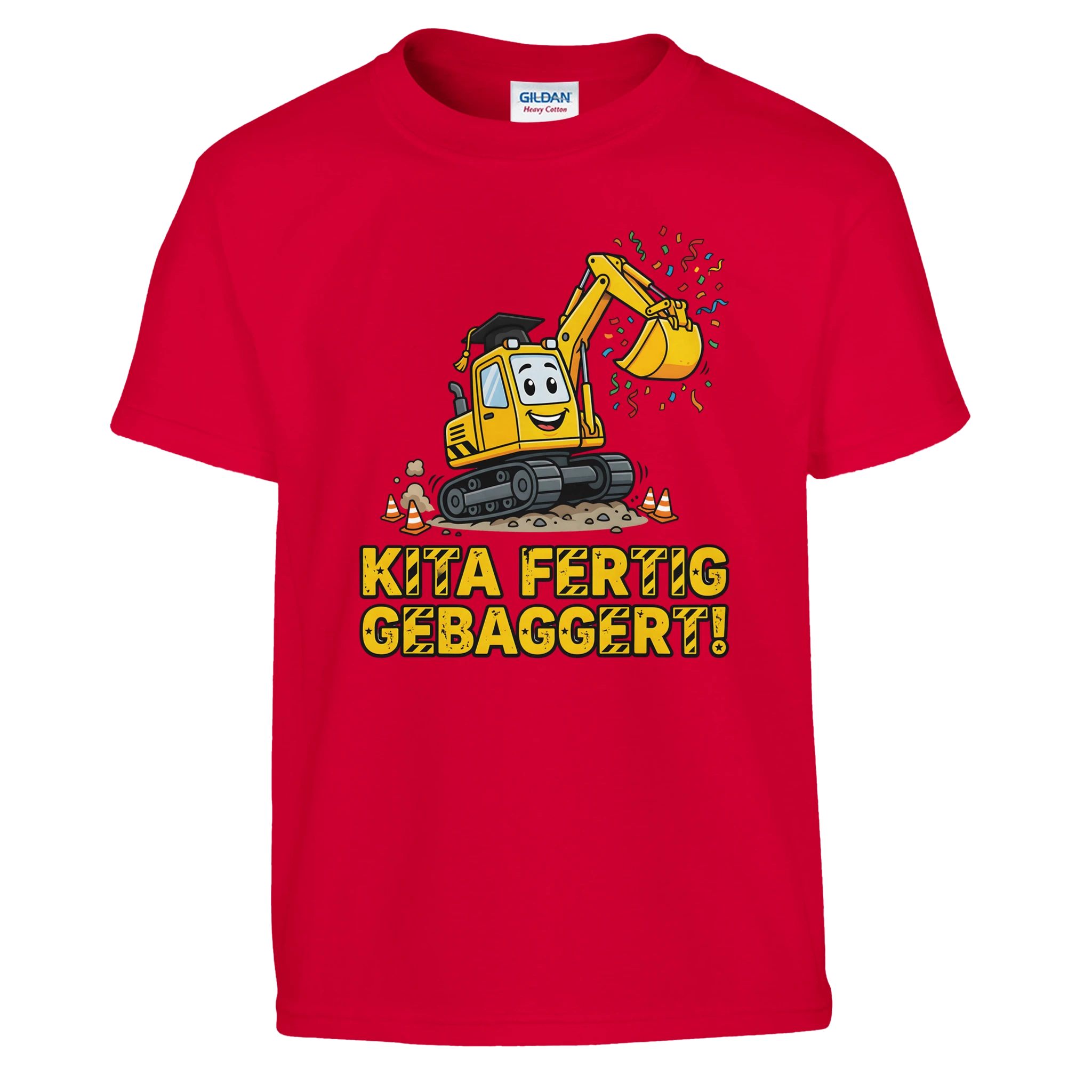 Kita Fertig Gebaggert Abschluss Shirt Bagger – Kinder T-Shirt auf weißem Hintergrund