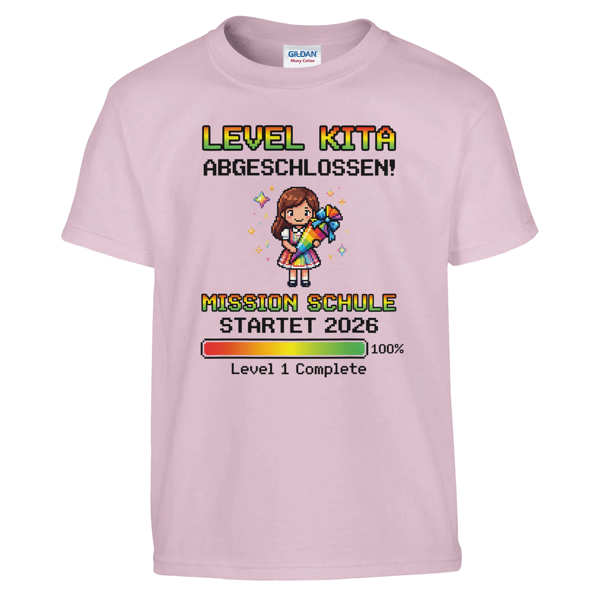 Level Kita Abgeschlossen Gaming Shirt Mädchen – Kinder T-Shirt Rückseite