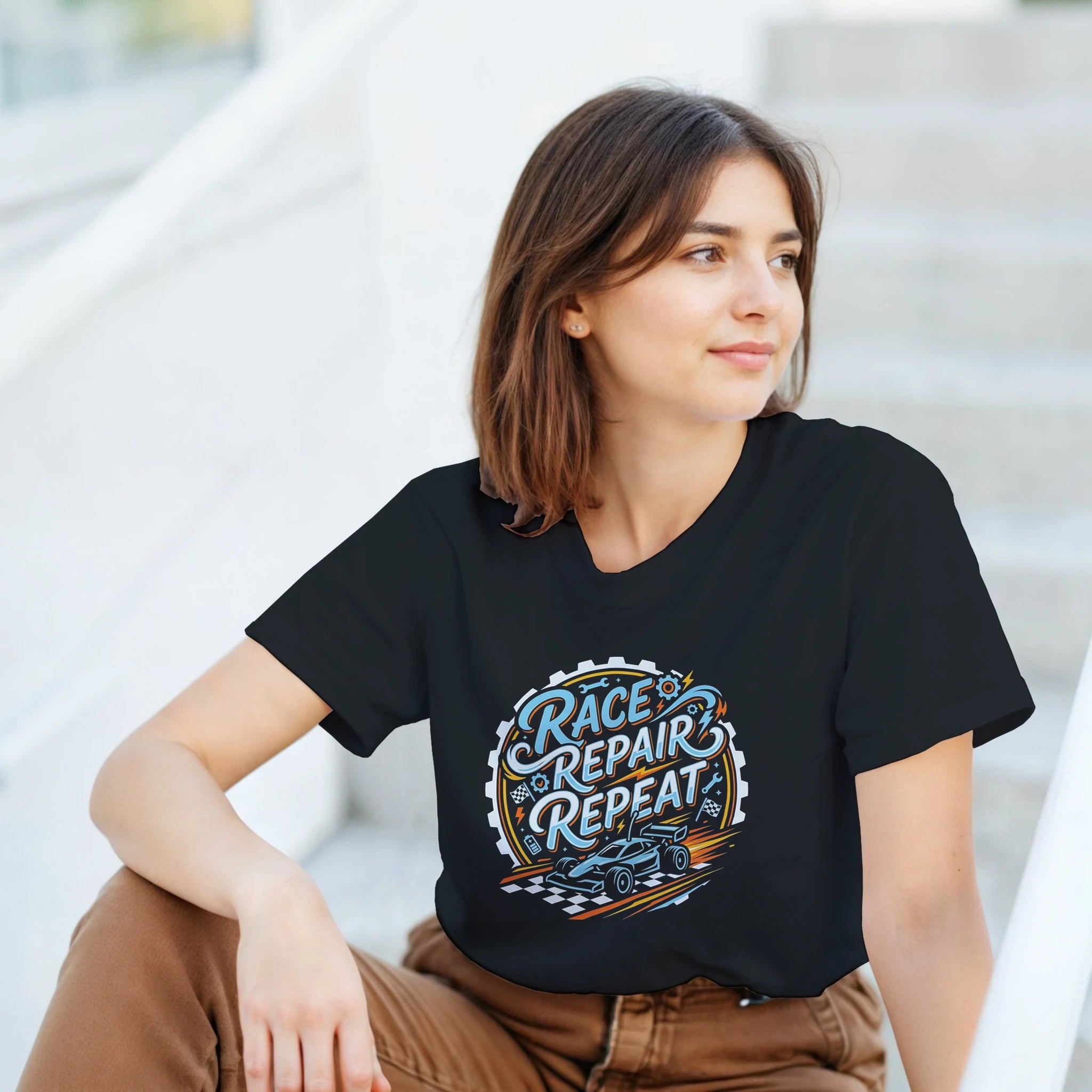 Race Repair Repeat T-Shirt – Herren Lifestyle, Mann trägt T-Shirt, Frontalansicht