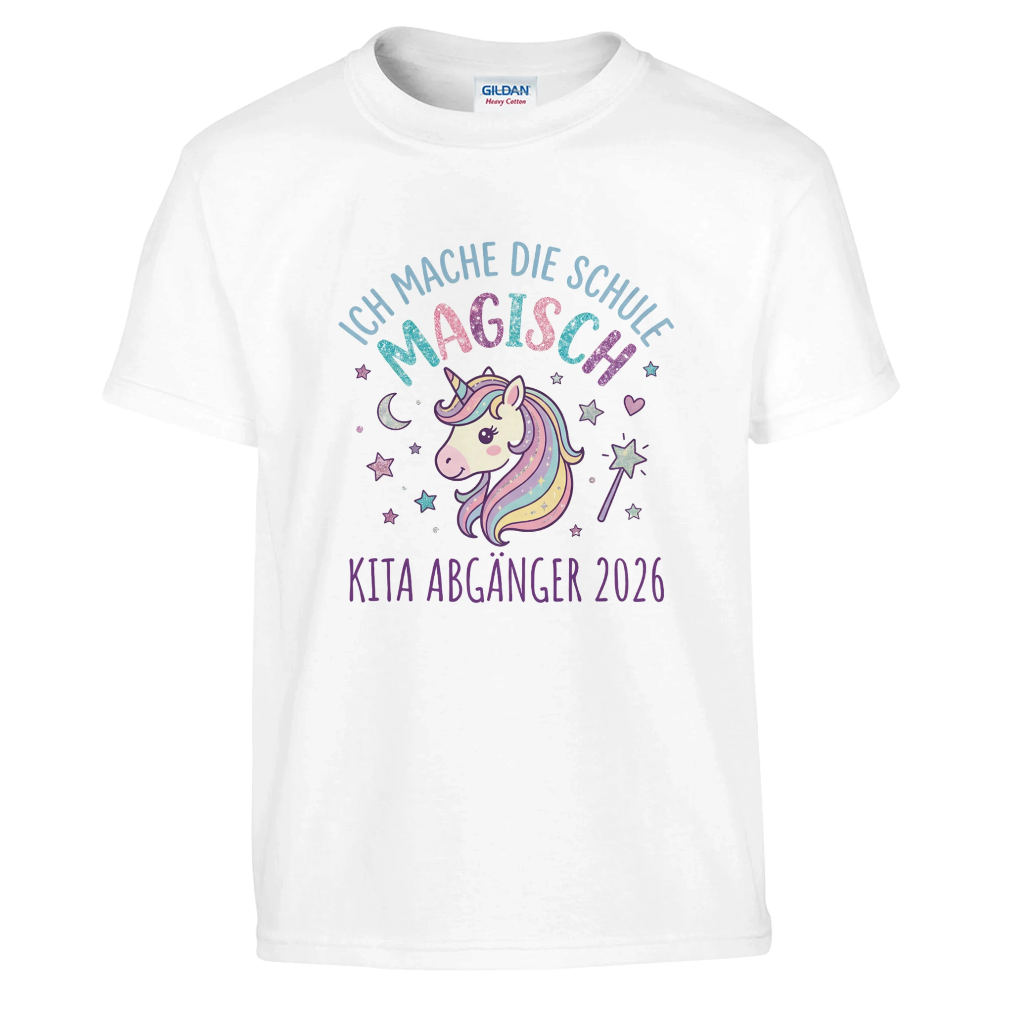 Ich mache die Schule magisch Einhorn Shirt – Kinder T-Shirt Rückseite
