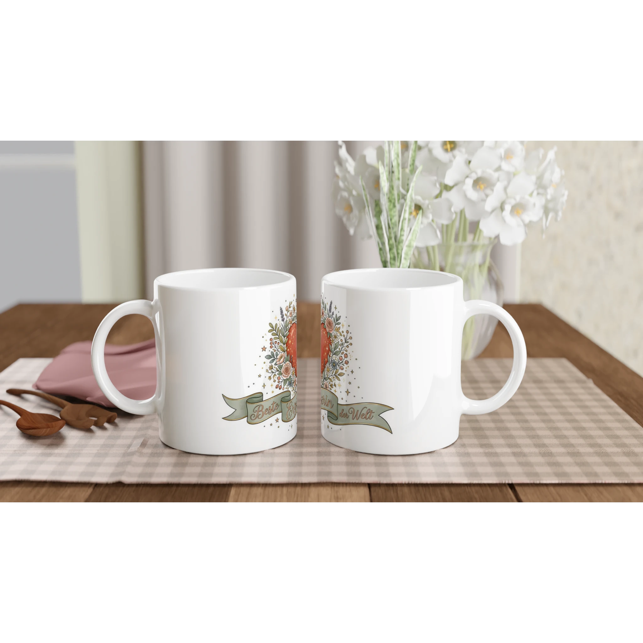 Beste Erzieherin der Welt Tasse Kita Geschenk – Tasse auf Holztisch Lifestyle Foto