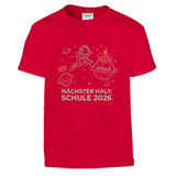 Nächster Halt Schule Astronaut Einschulung Shirt – Kinder T-Shirt Nahaufnahme Aufdruck