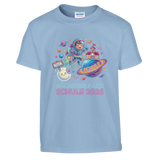 Nächster Halt Schule Astronaut Neon Einschulung Shirt – Kinder T-Shirt Nahaufnahme Aufdruck
