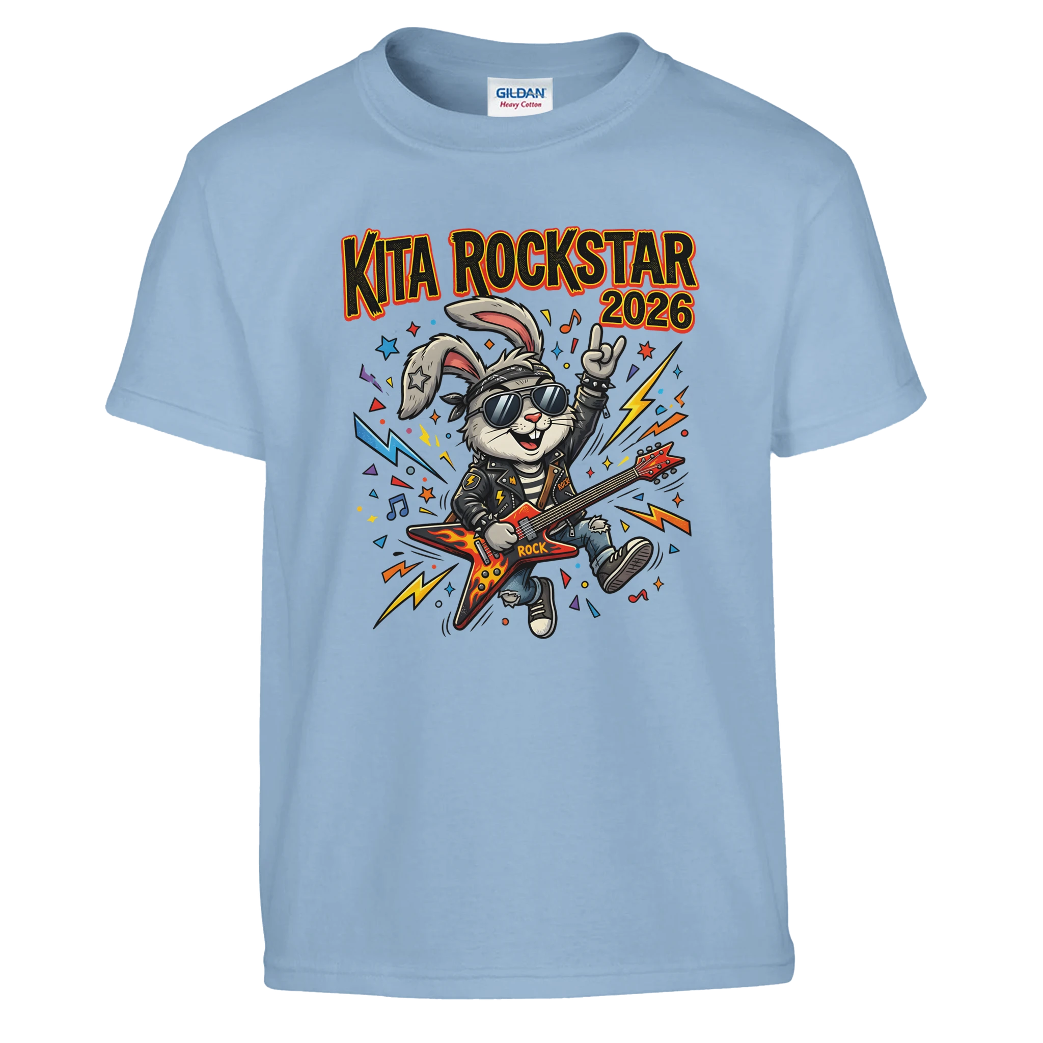 Kita Rockstar 2026 Lustiges Abschluss Shirt – Kinder T-Shirt Vorderseite Detailansicht