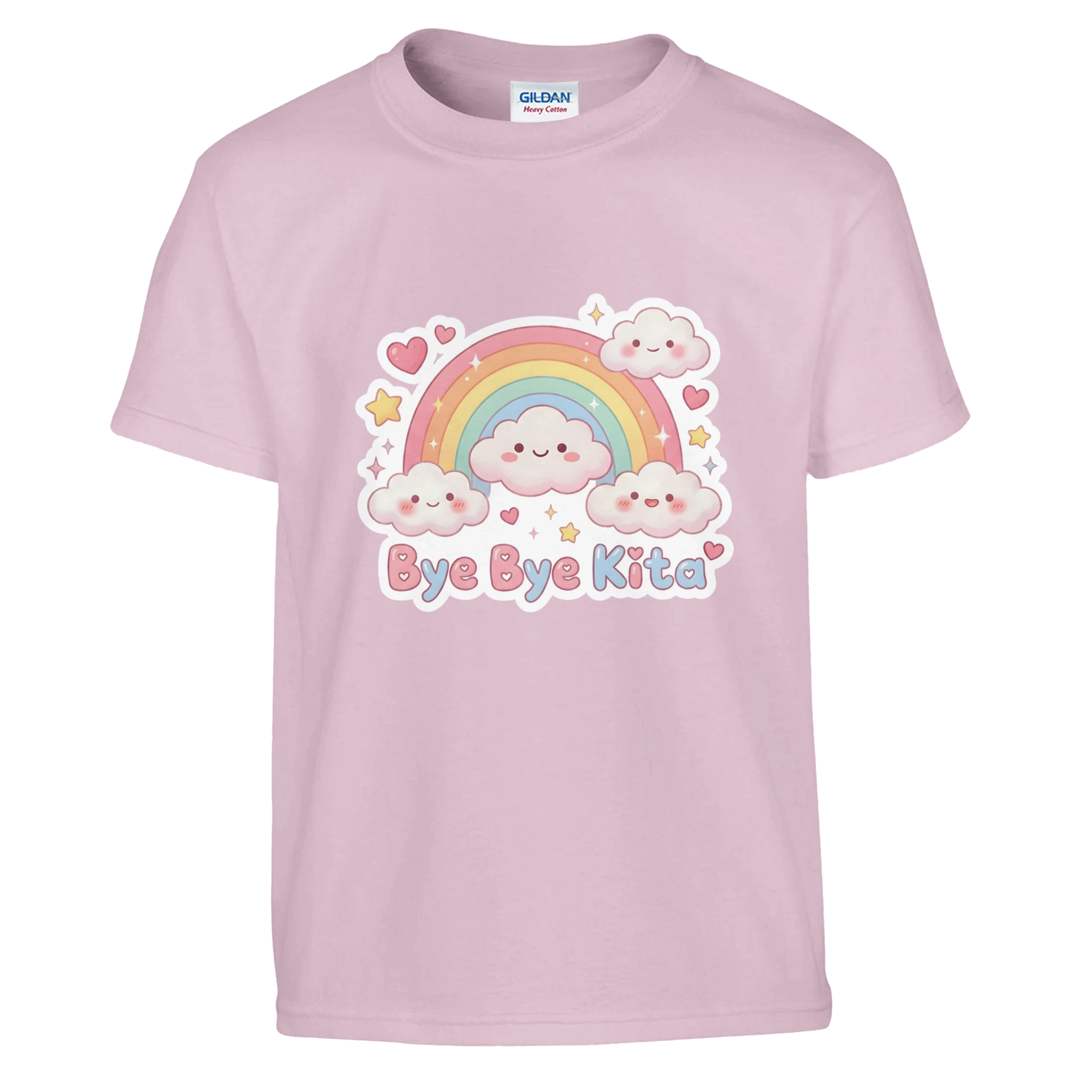 Bye Bye Kita Abschluss Shirt Regenbogen – Kinder T-Shirt Nahaufnahme Aufdruck