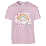 Bye Bye Kita Abschluss Shirt Regenbogen – Kinder T-Shirt Nahaufnahme Aufdruck