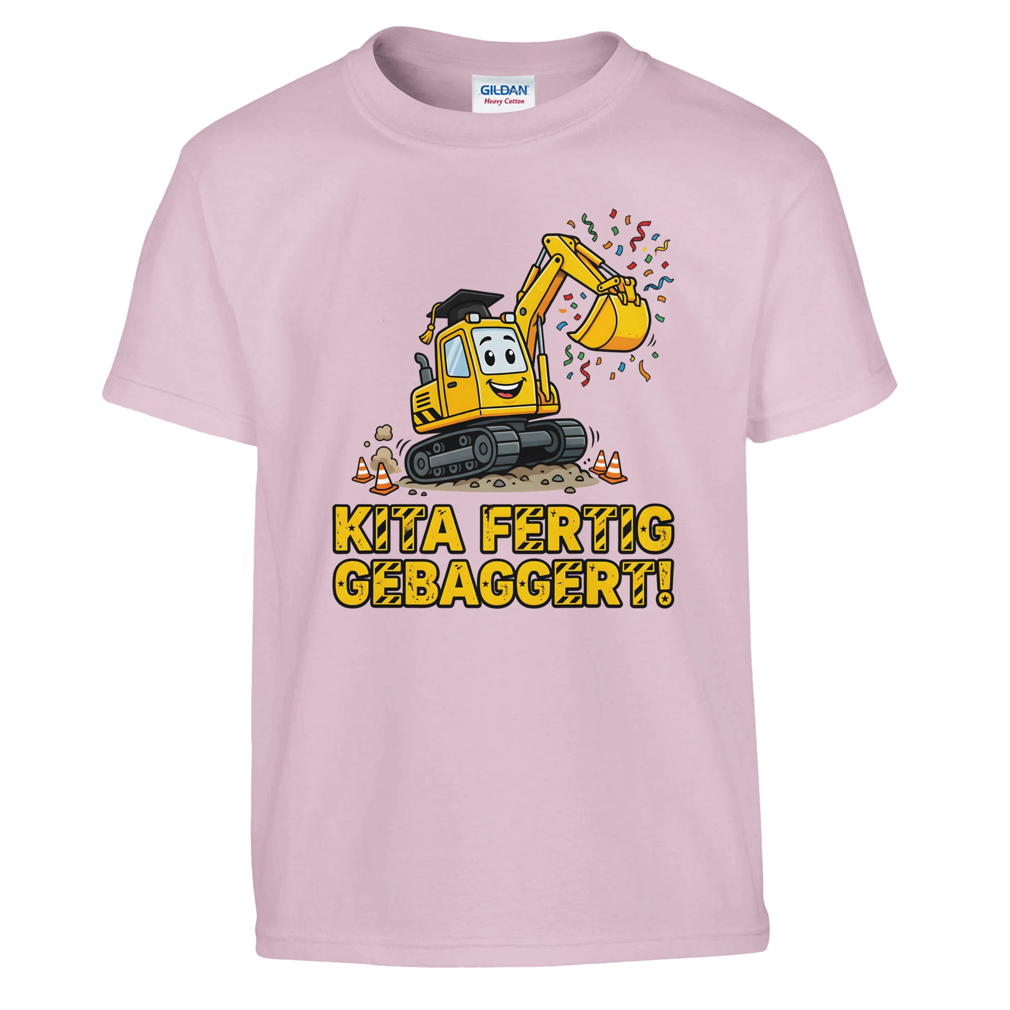 Kita Fertig Gebaggert Abschluss Shirt Bagger – Kinder T-Shirt Nahaufnahme Aufdruck