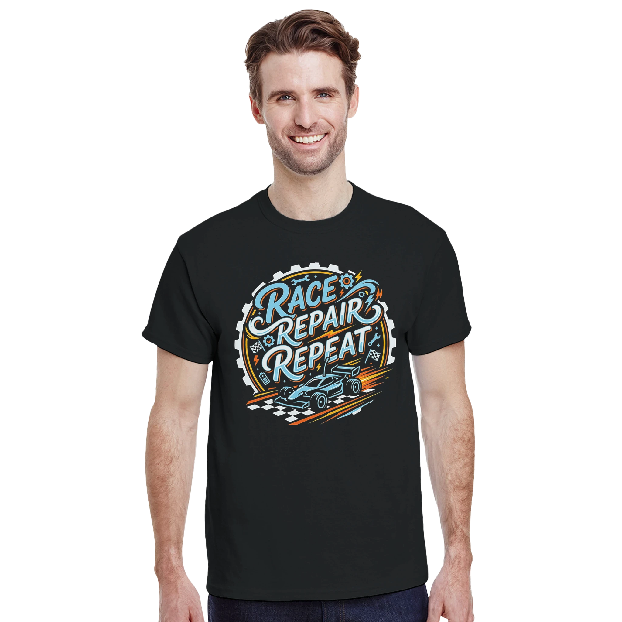 Race Repair Repeat T-Shirt – Herren Lifestyle 1, Mann trägt T-Shirt