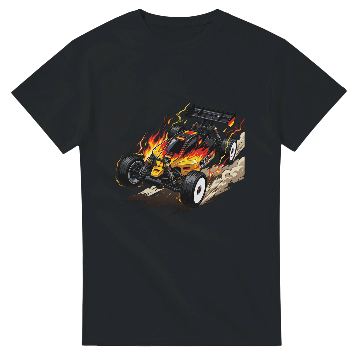"Team Germany" RC Buggy T-Shirt – T-Shirt Produktfoto, Vorderseite auf schwarzem Hintergrund
