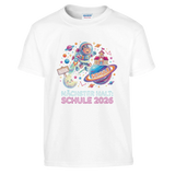 Nächster Halt Schule Astronaut Neon Einschulung Shirt – Kinder T-Shirt Rückseite
