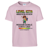Level Kita Abgeschlossen Gaming Einschulung Shirt – Kinder T-Shirt Vorderseite Detailansicht