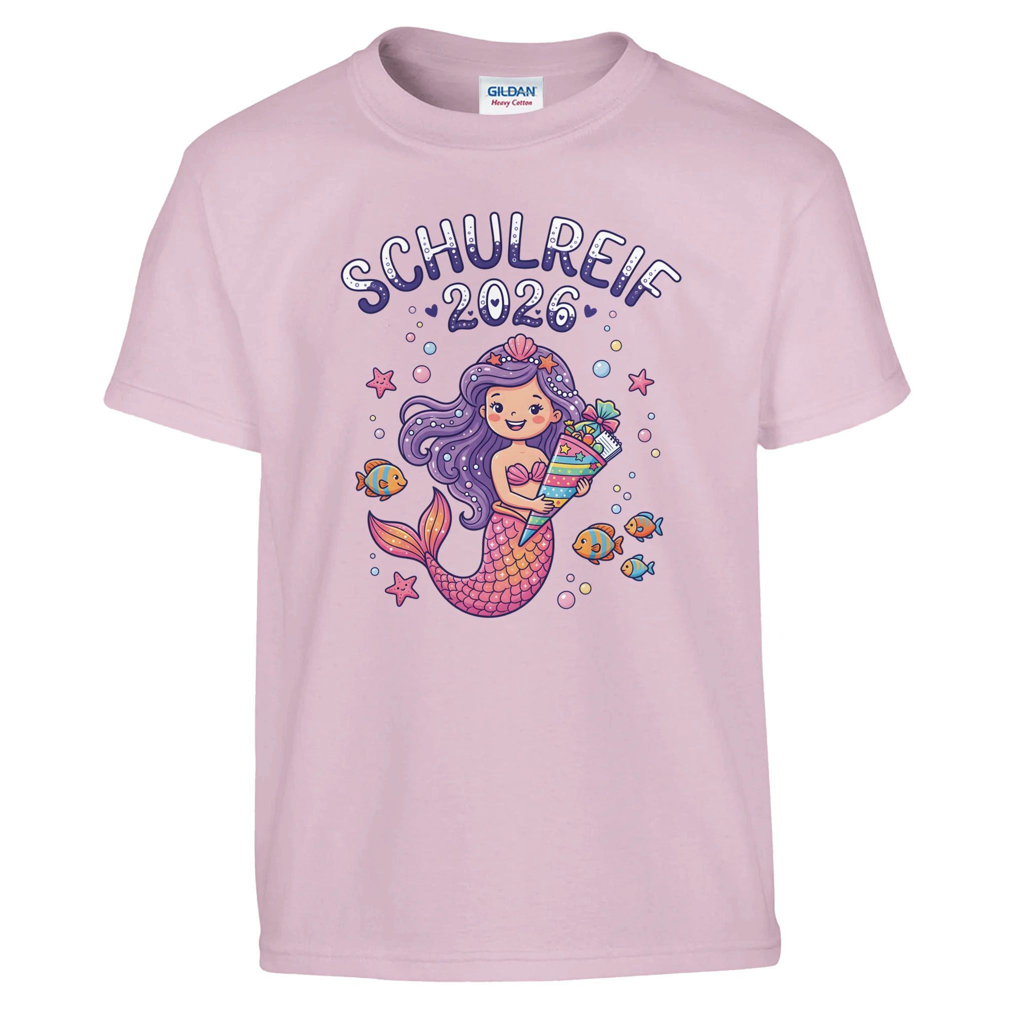 Schulreif 2026 Meerjungfrau Einschulung Shirt Mädchen – Kinder T-Shirt Rückseite