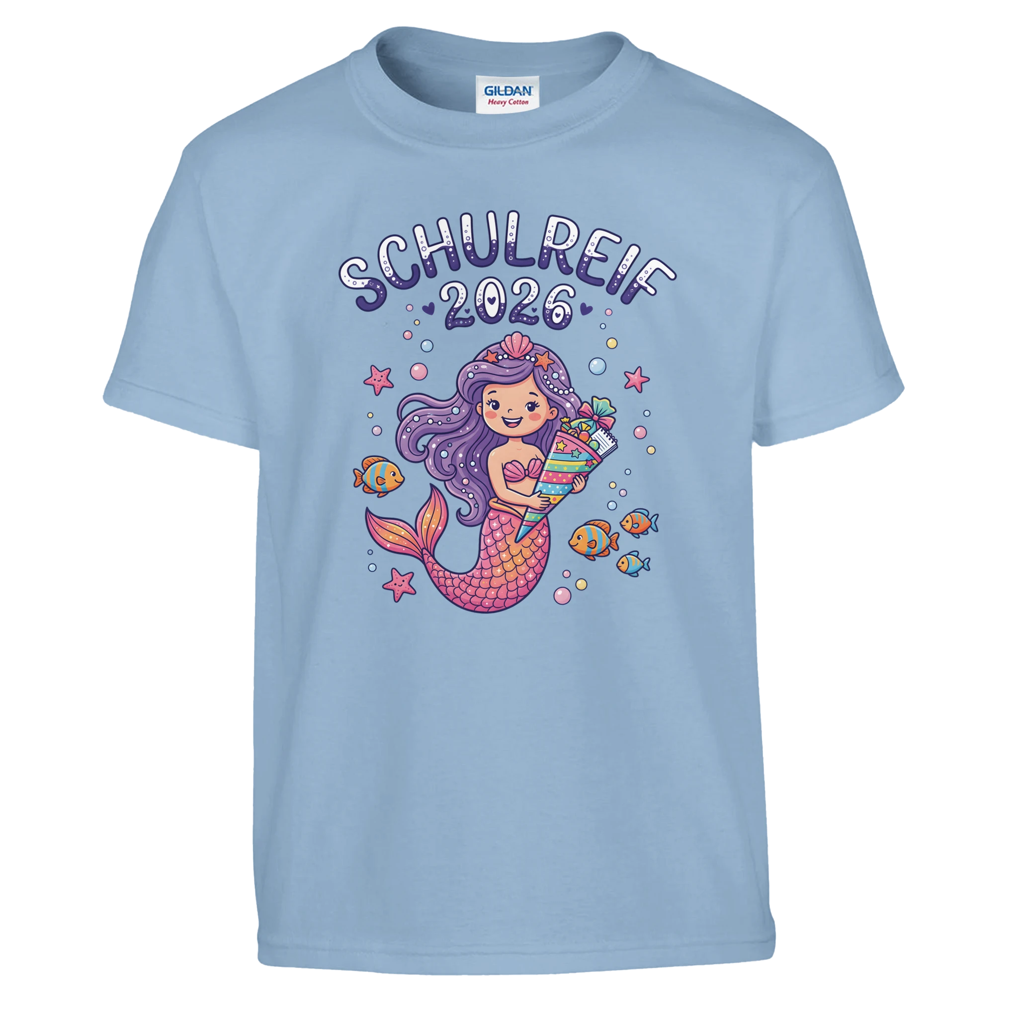 Schulreif 2026 Meerjungfrau Einschulung Shirt Mädchen – Kinder T-Shirt auf weißem Hintergrund