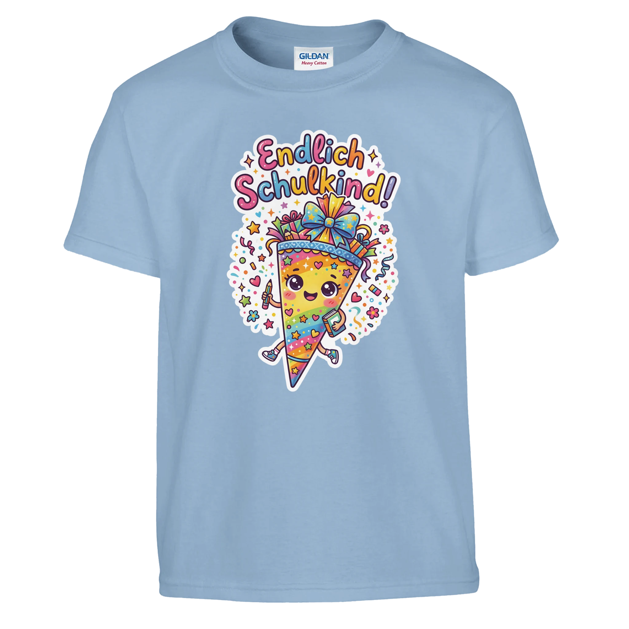 Endlich Schulkind T-Shirt – Kinder T-Shirt in Rosa, Freisteller