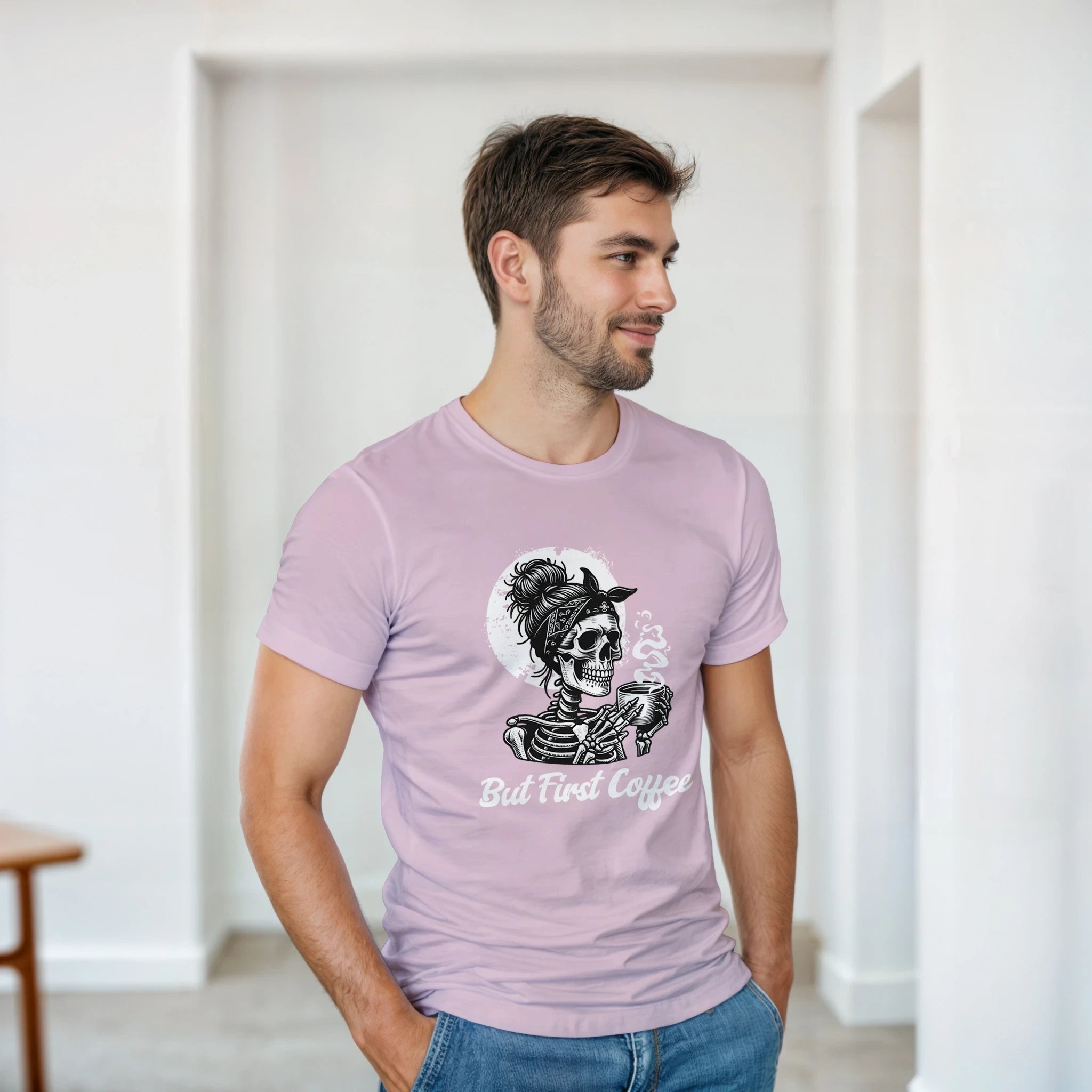 Lustiges Kaffee T-Shirt für Morgenmuffel – T-Shirt Rückseite Freisteller