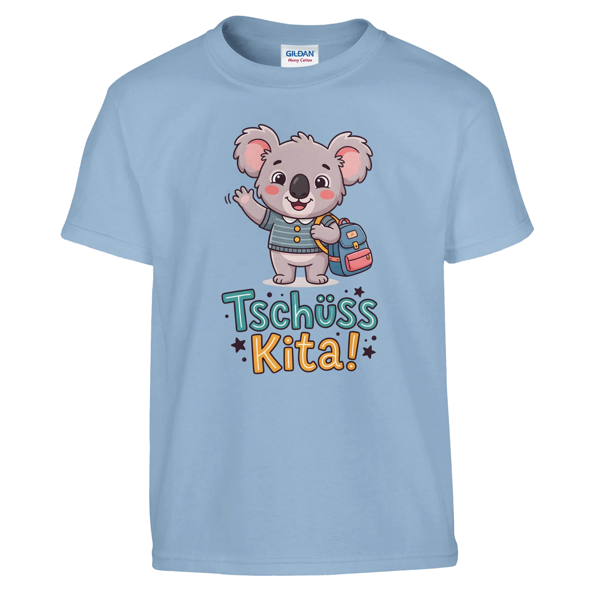 Tschüss Kita T-Shirt – Kinder T-Shirt in Hellblau, Freisteller