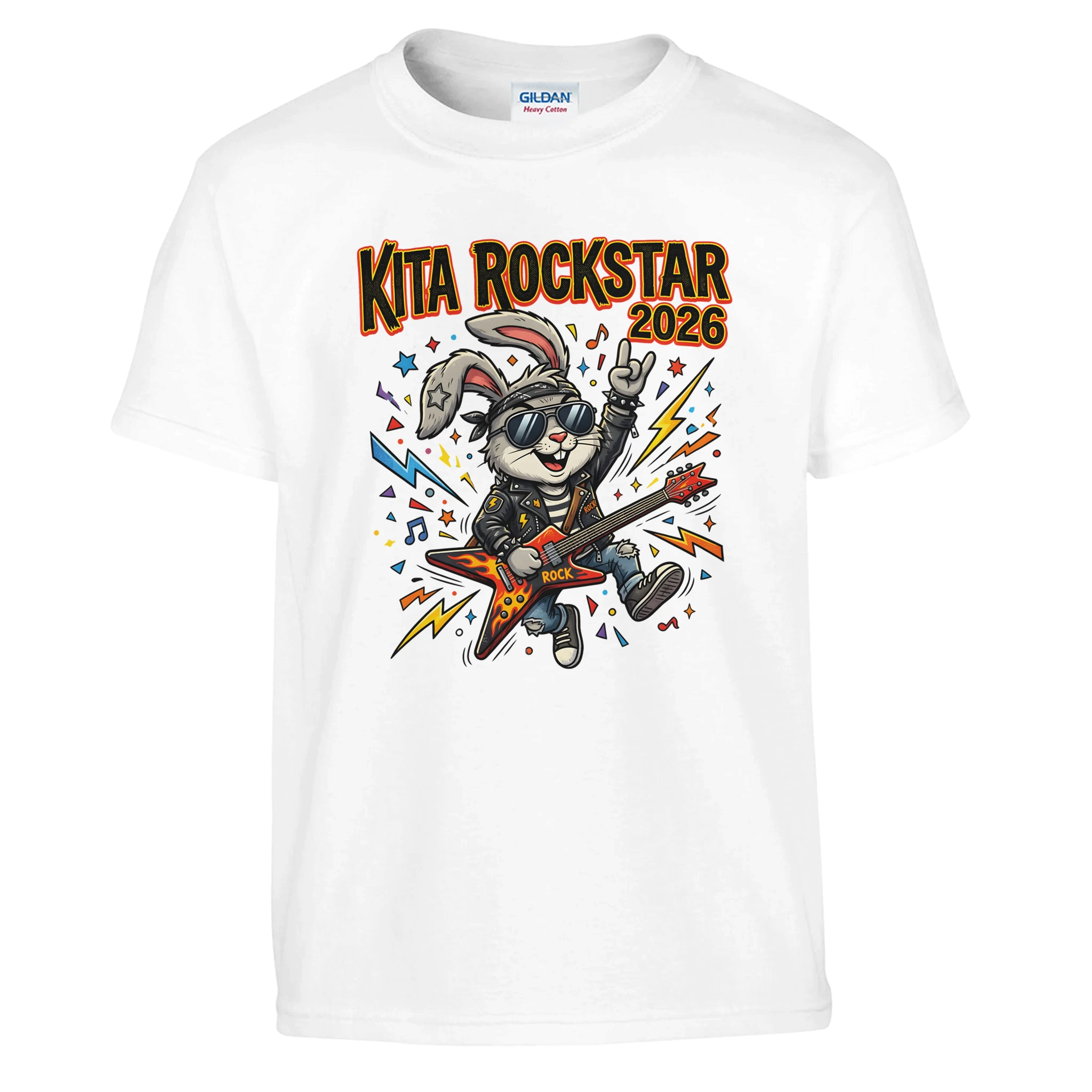 Kita Rockstar 2026 Lustiges Abschluss Shirt – Kinder T-Shirt auf weißem Hintergrund