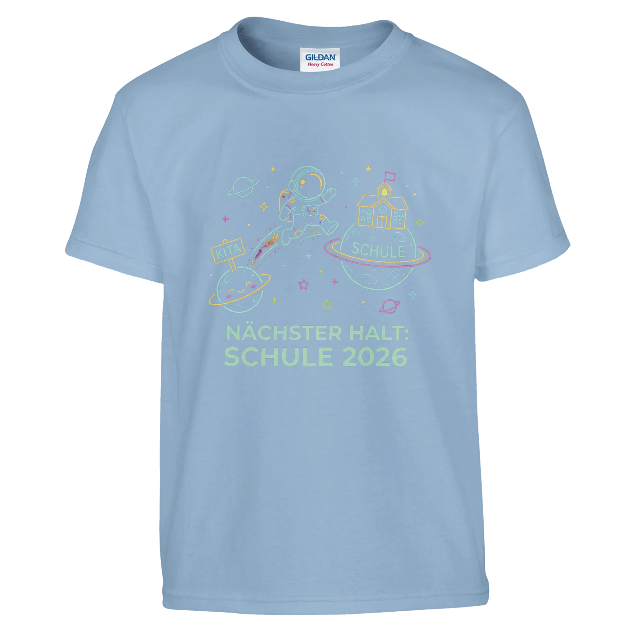 Nächster Halt Schule Astronaut Einschulung Shirt – Kinder T-Shirt Rückseite
