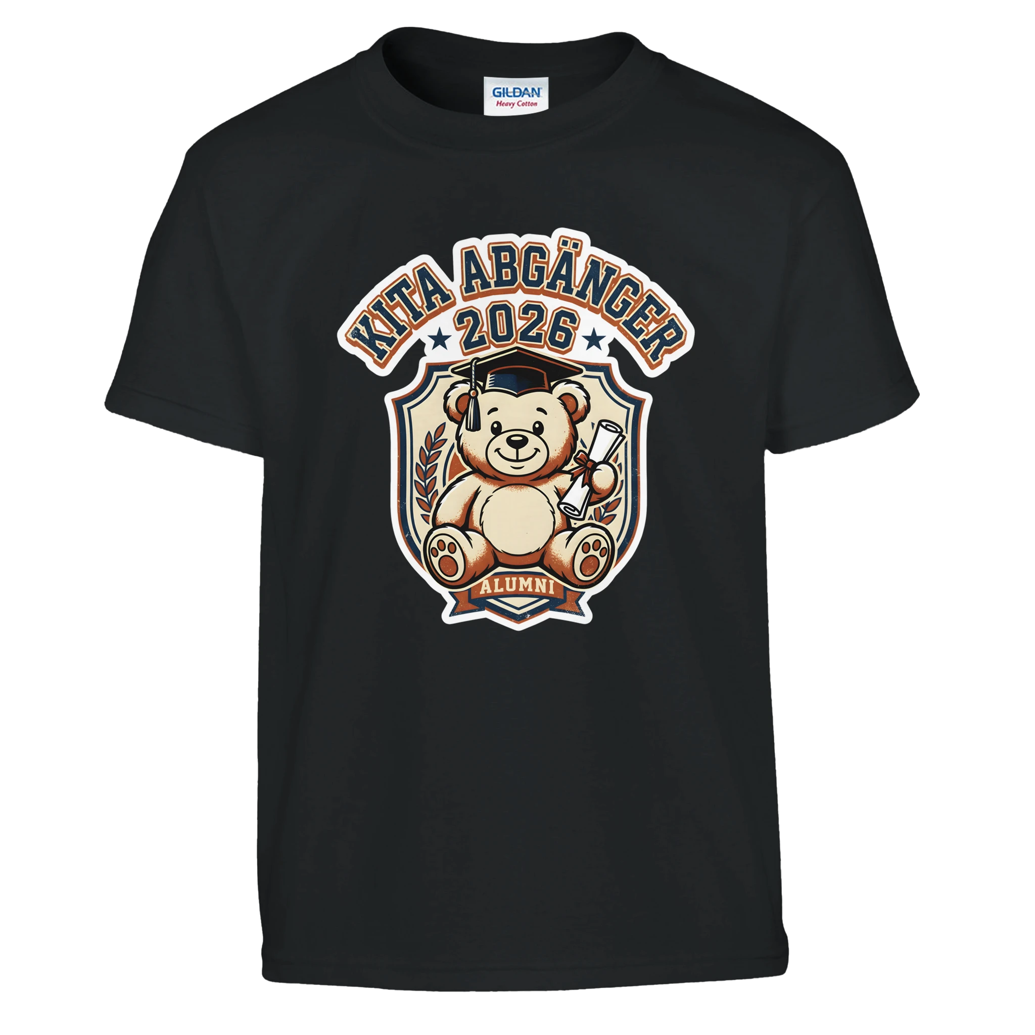 Kita Abgänger 2026 College-Style Abschluss Shirt – Kinder T-Shirt Weiß Freisteller