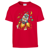 Auf zur Schule Einschulung Shirt Rakete – Kinder T-Shirt Rückseite