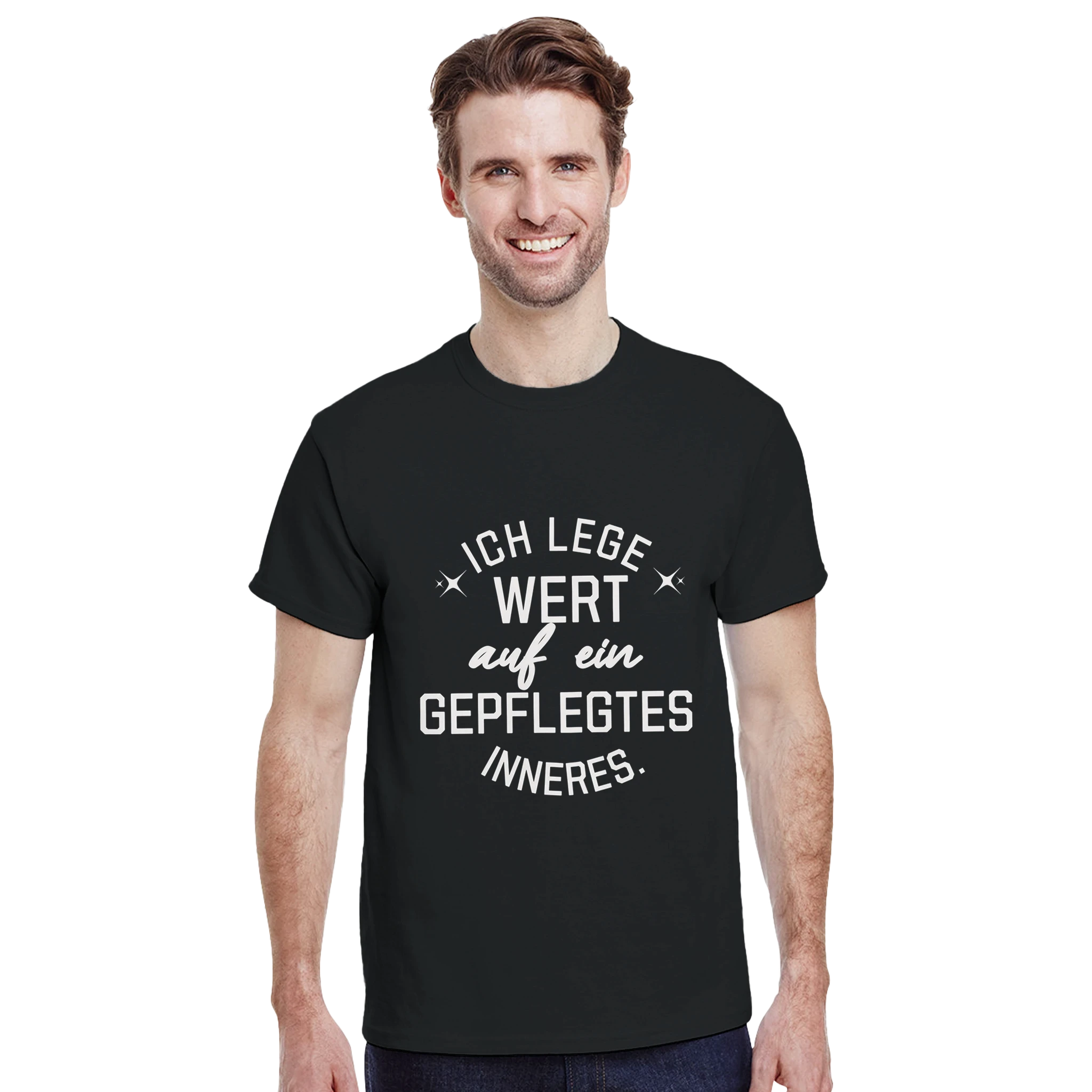 Ich Lege Wert auf ein Gepflegtes Inneres T-Shirt – Damen Lifestyle 1, Frau trägt T-Shirt