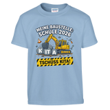Meine Baustelle Schule 2026 Einschulung Shirt Bagger – Kinder T-Shirt Rückseite