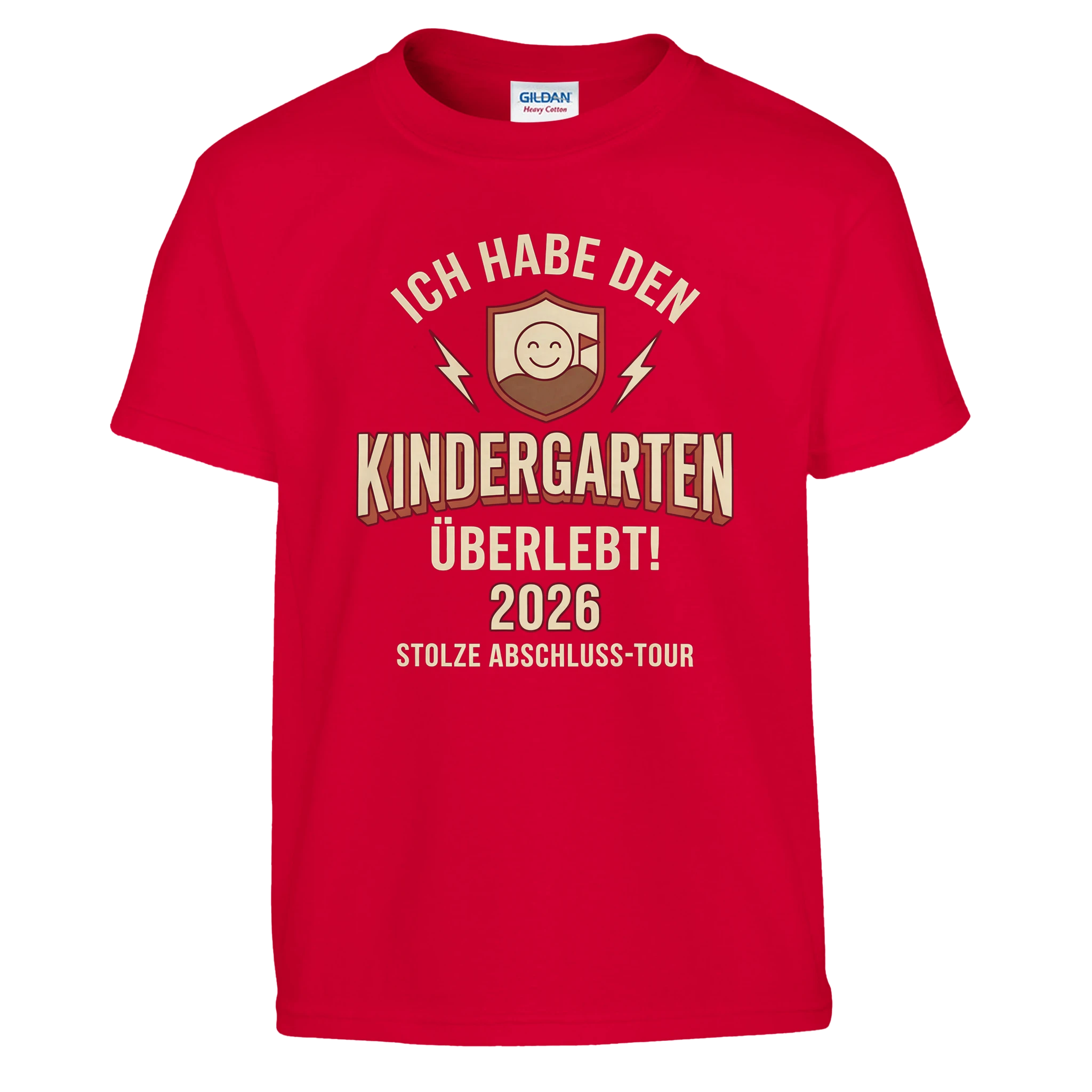 Kindergarten Überlebt 2026 Kita Abschluss Shirt – Kinder T-Shirt Vorderseite Detailansicht