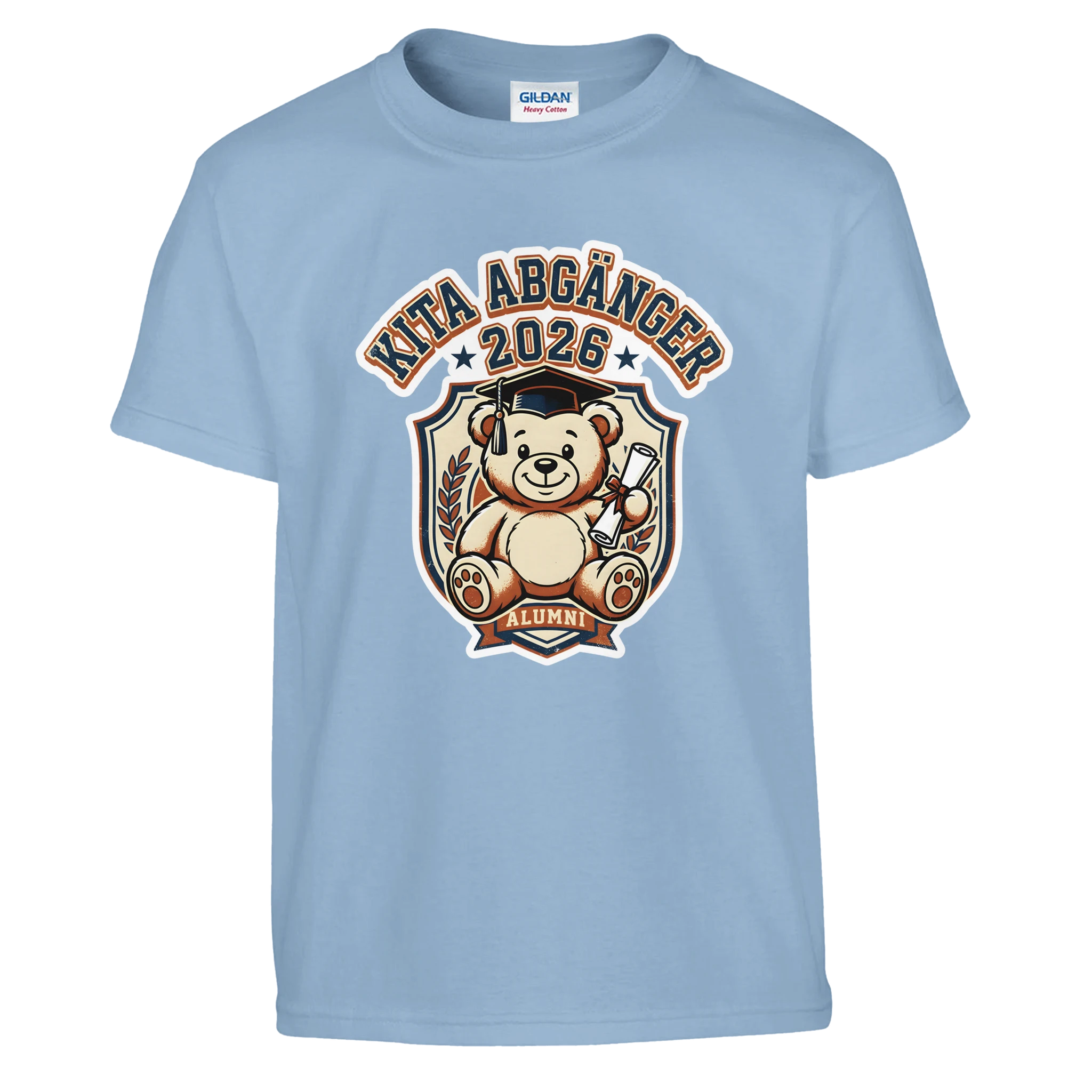 Kita Abgänger 2026 College-Style Abschluss Shirt – Kinder T-Shirt auf weißem Hintergrund
