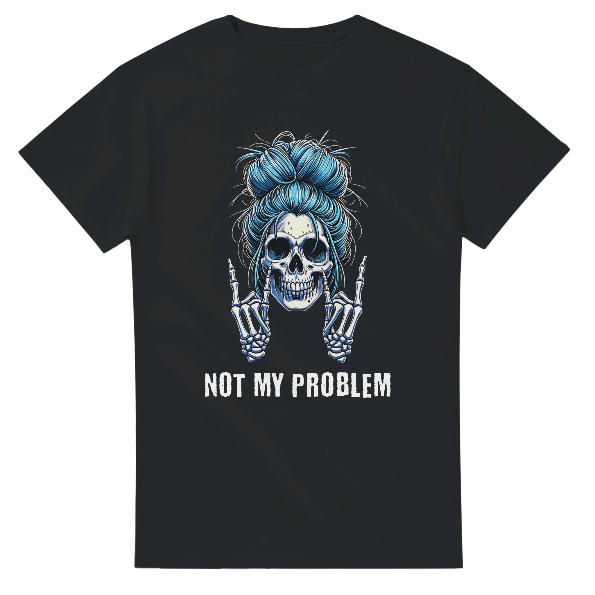 Not My Problem T-Shirt – T-Shirt Produktfoto, Vorderseite auf schwarzem Hintergrund