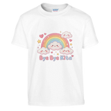 Bye Bye Kita Abschluss Shirt Regenbogen – Kinder T-Shirt Vorderseite Detailansicht