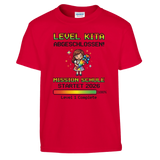 Level Kita Abgeschlossen Gaming Shirt Mädchen – Kinder T-Shirt Nahaufnahme Aufdruck