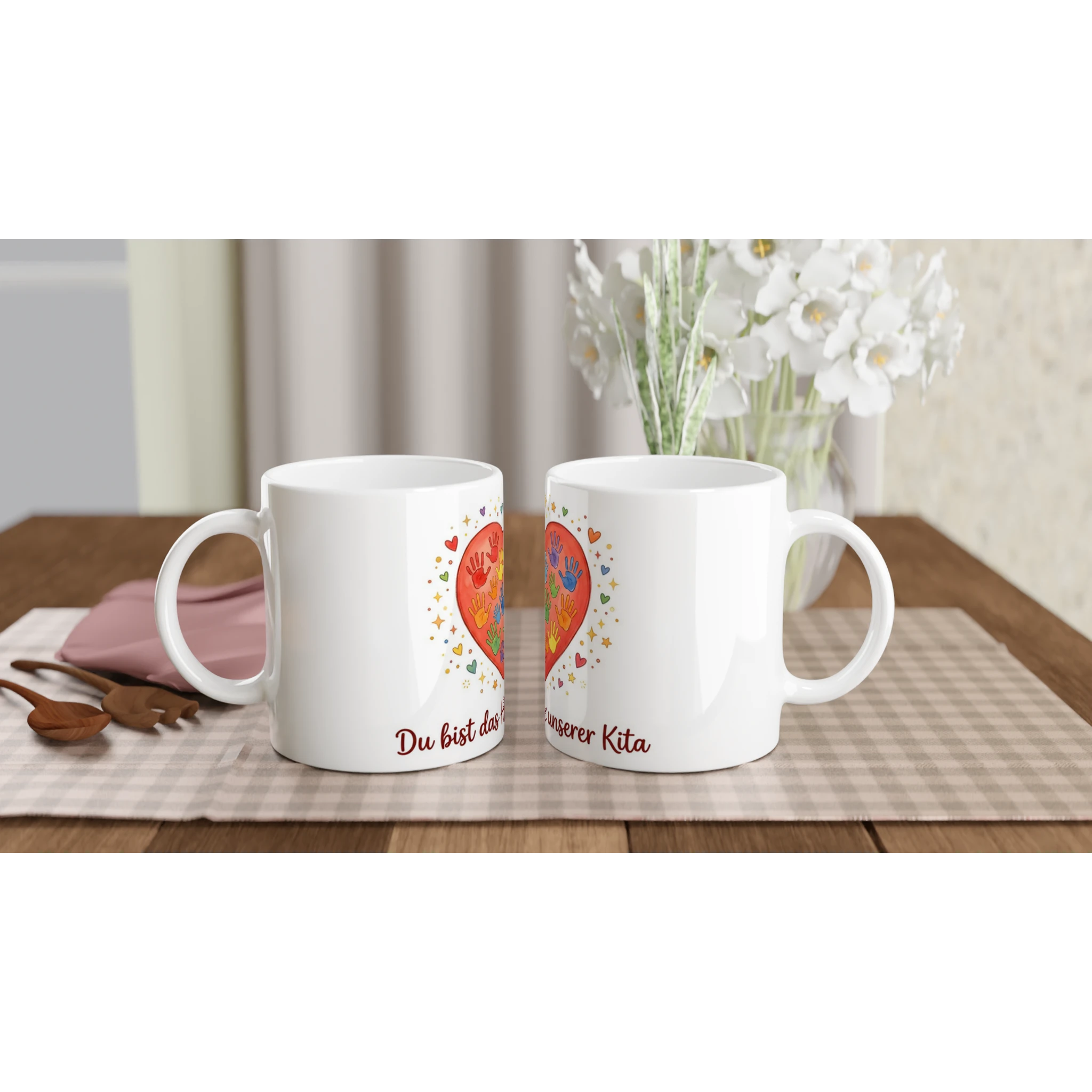 Du bist das Herz unserer Kita Erzieherin Tasse – Tasse Nahaufnahme Motiv Detailansicht