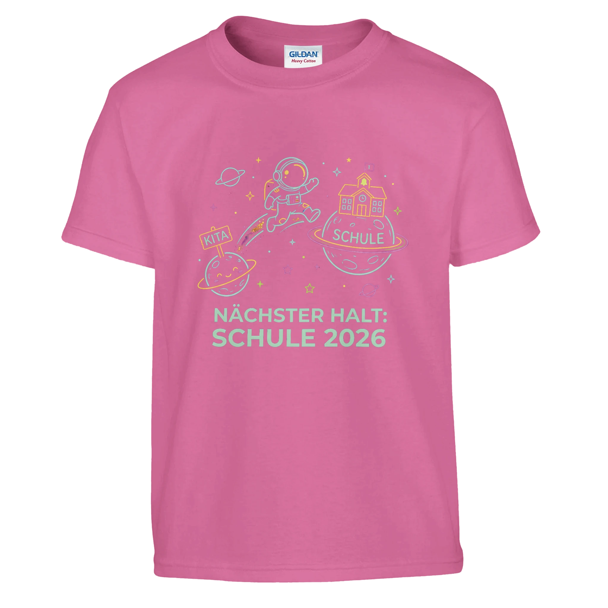 Nächster Halt Schule Astronaut Einschulung Shirt – Kinder T-Shirt auf weißem Hintergrund