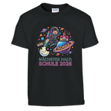 Nächster Halt Schule Astronaut Neon Einschulung Shirt – Kinder T-Shirt Weiß Freisteller