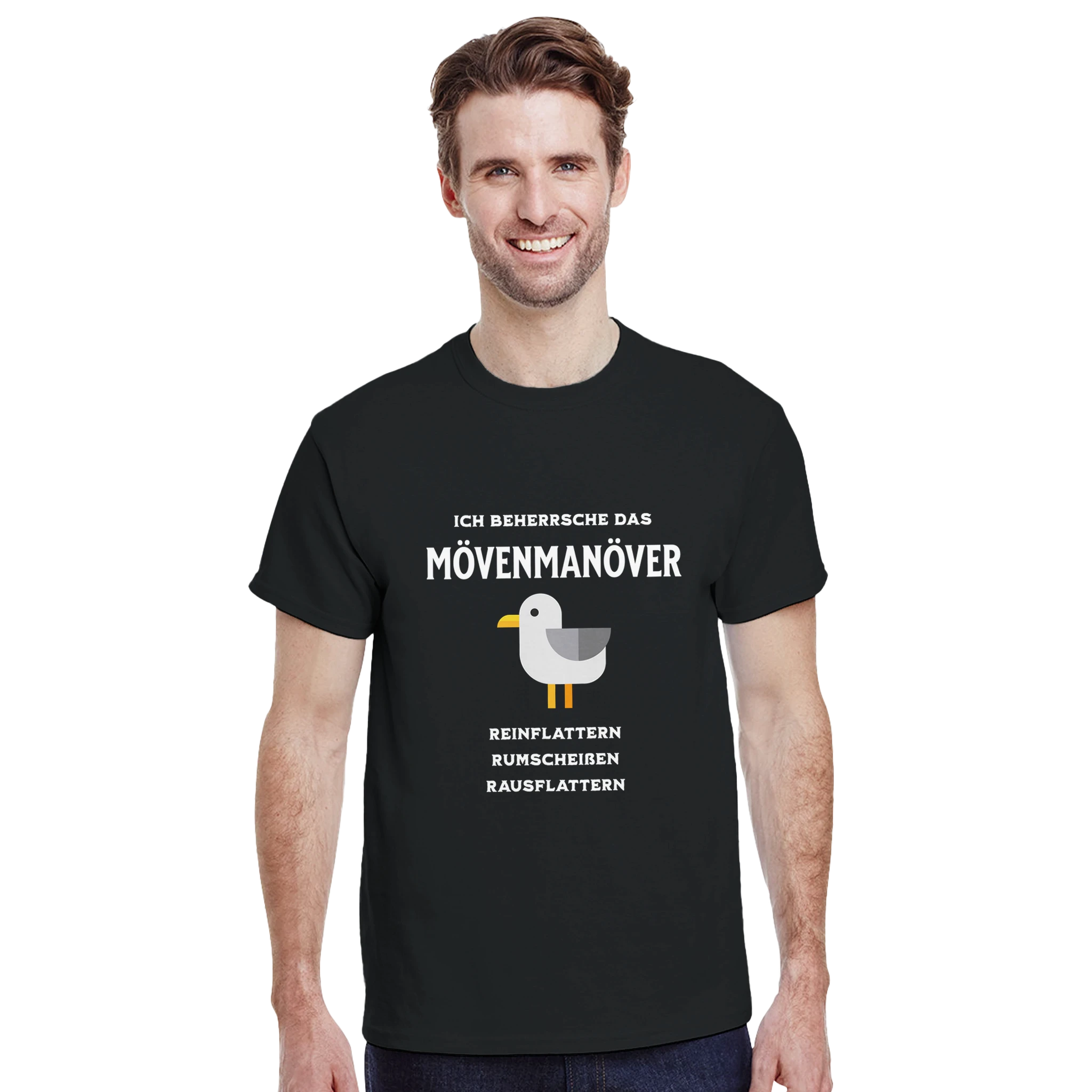Mövenmanöver Fun Shirt – Herren Lifestyle 1, Mann trägt T-Shirt