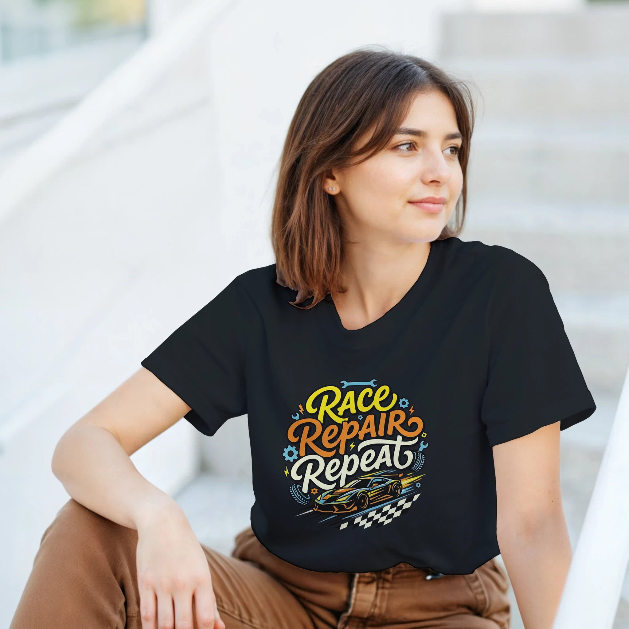 Race Repair Repeat T-Shirt – Herren Lifestyle, Mann trägt T-Shirt, Outdoor Look