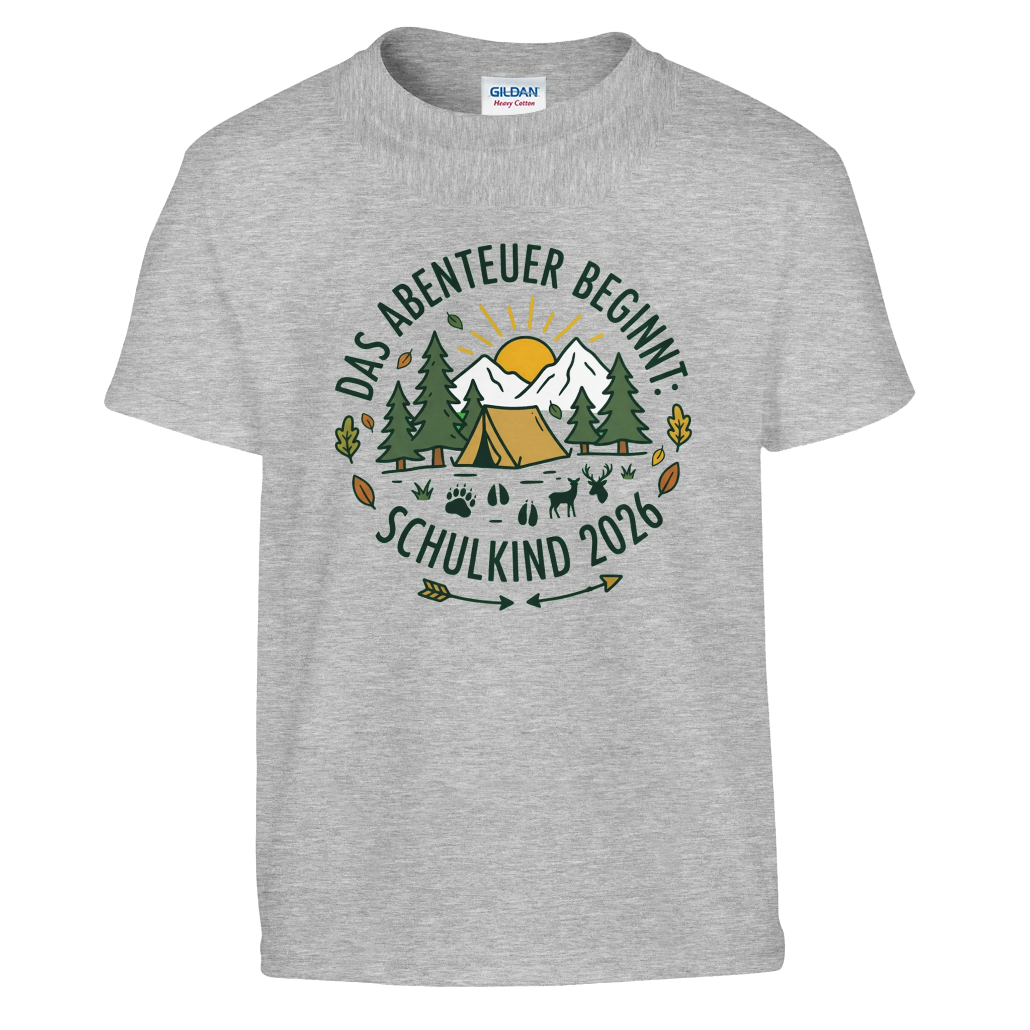 Das Abenteuer beginnt Einschulung Shirt 2026 – Kinder T-Shirt Weiß Freisteller