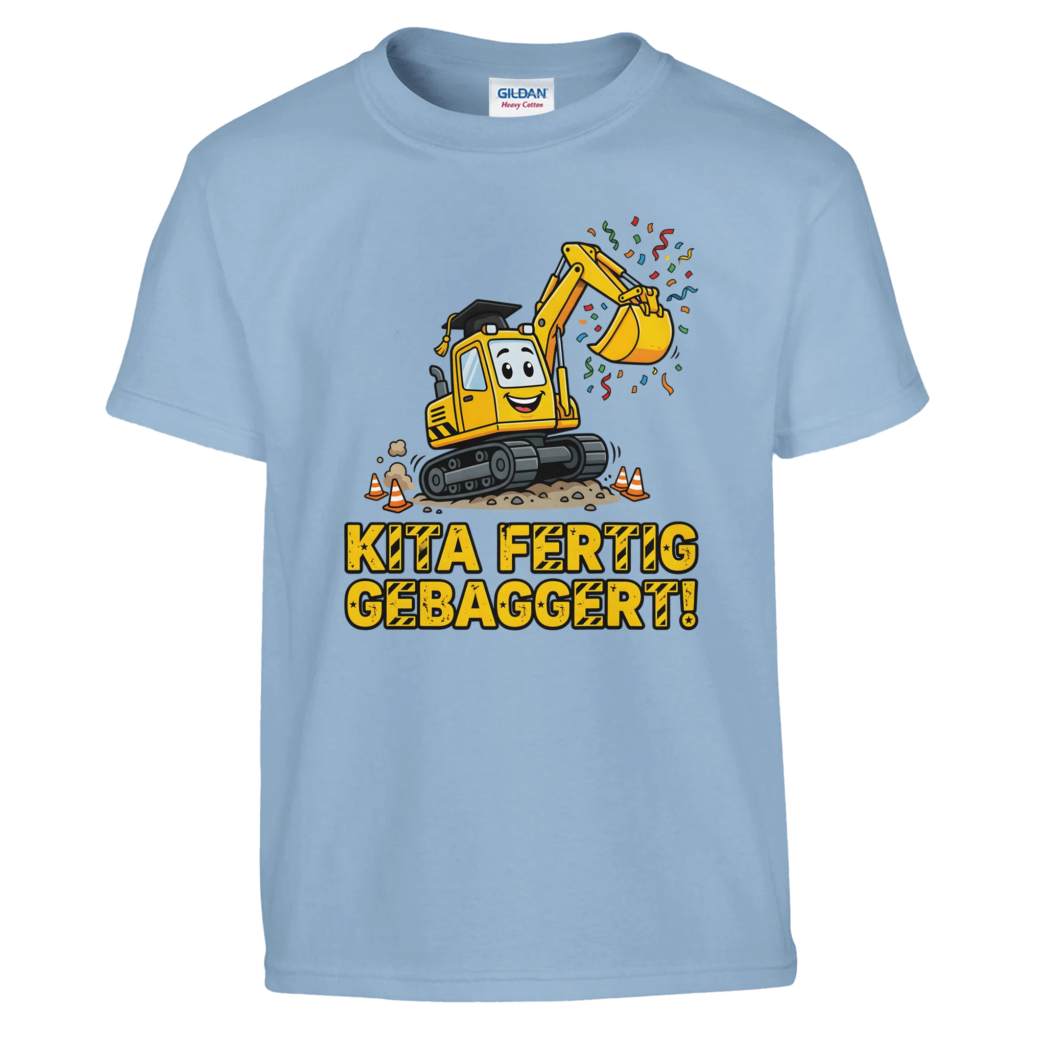 Kita Fertig Gebaggert Abschluss Shirt Bagger – Kinder T-Shirt Rückseite